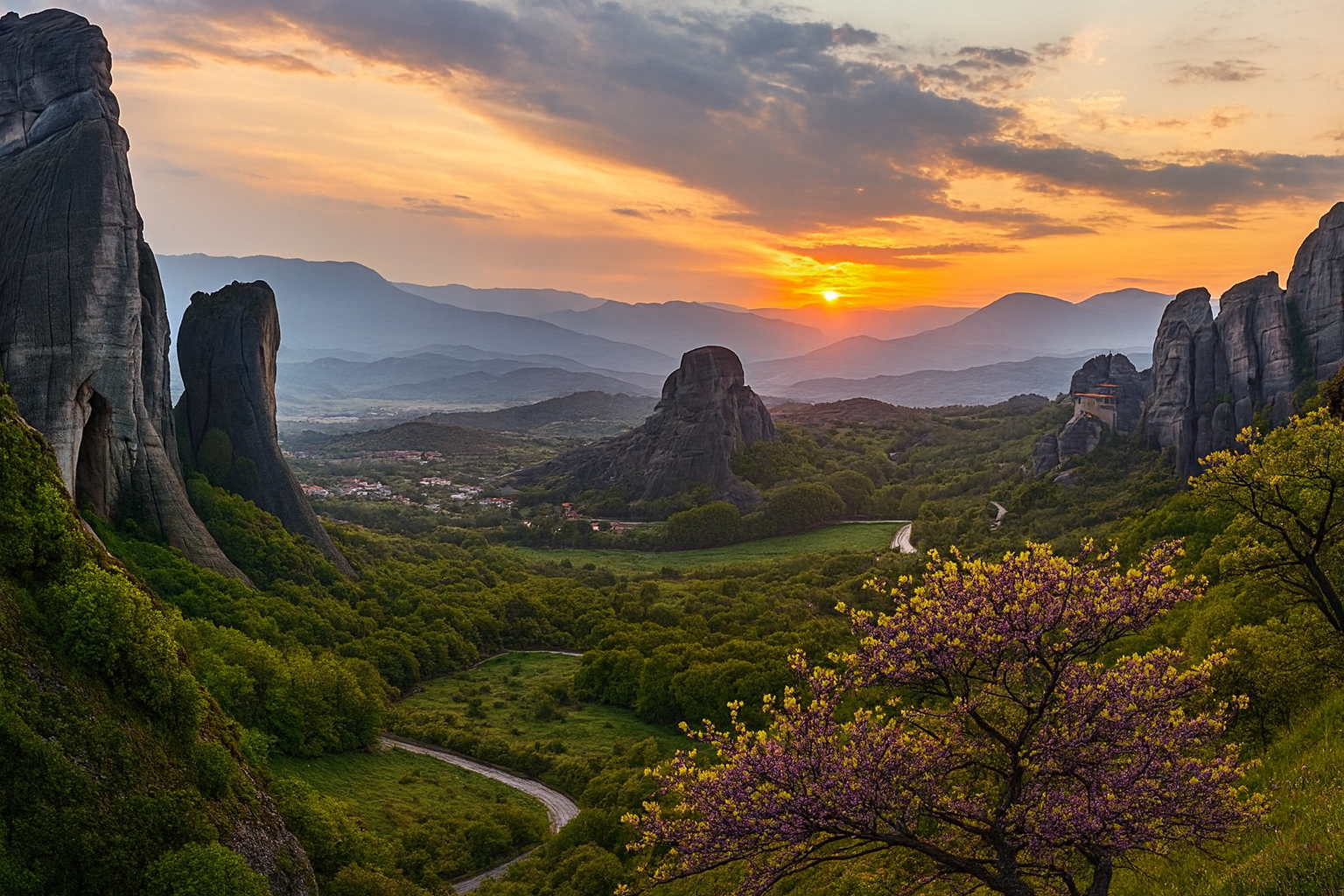 Meteora ยามพระอาทิตย์ตก กรีซ