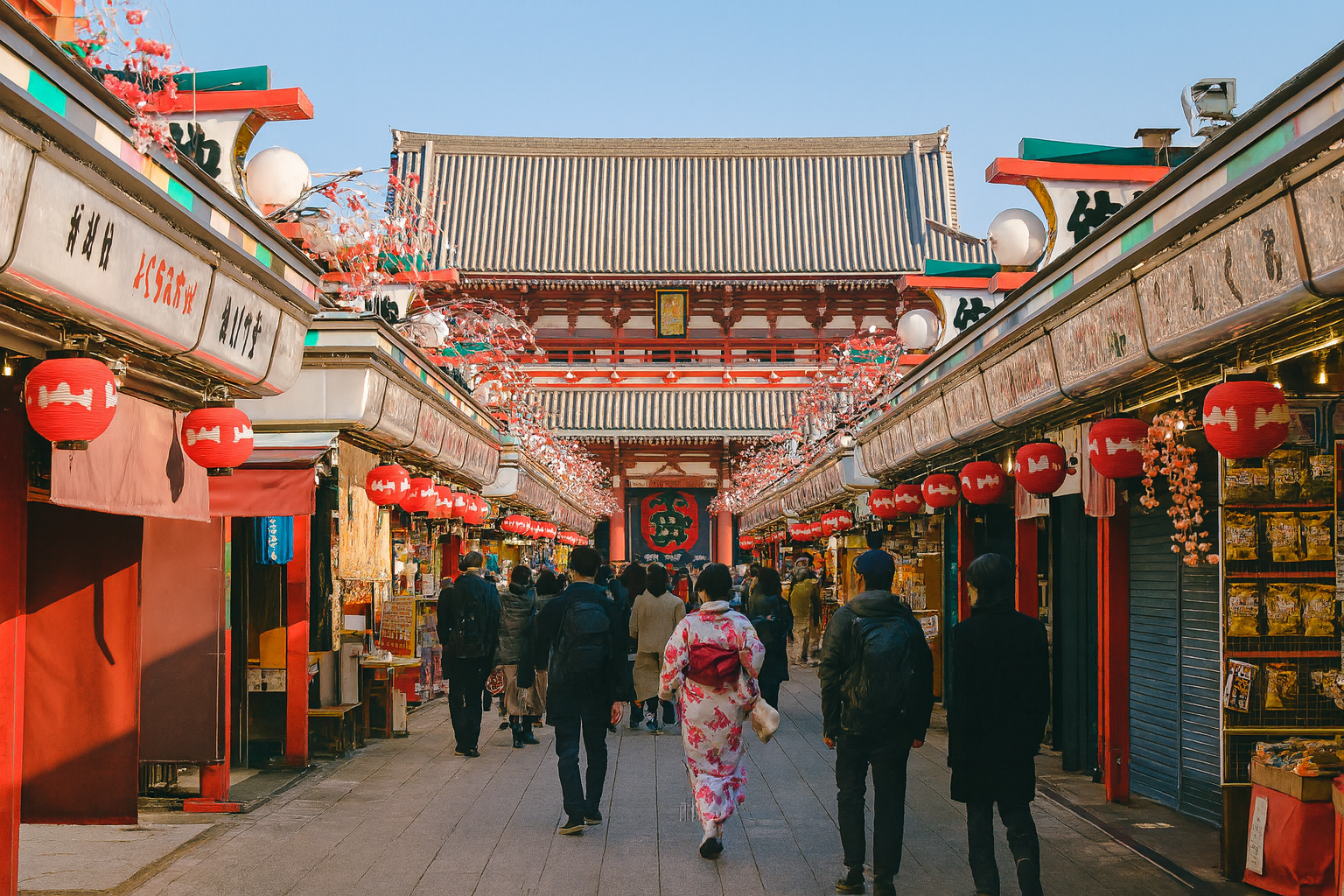 วัด Senso-ji และถนน Nakamise อาซากุสะ โตเกียว