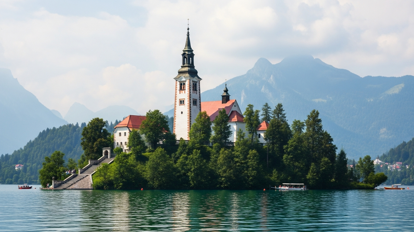 โบสถ์ Church of the Assumption บน Bled Island พร้อมบันไดหิน 99 ขั้นที่โด่งดัง