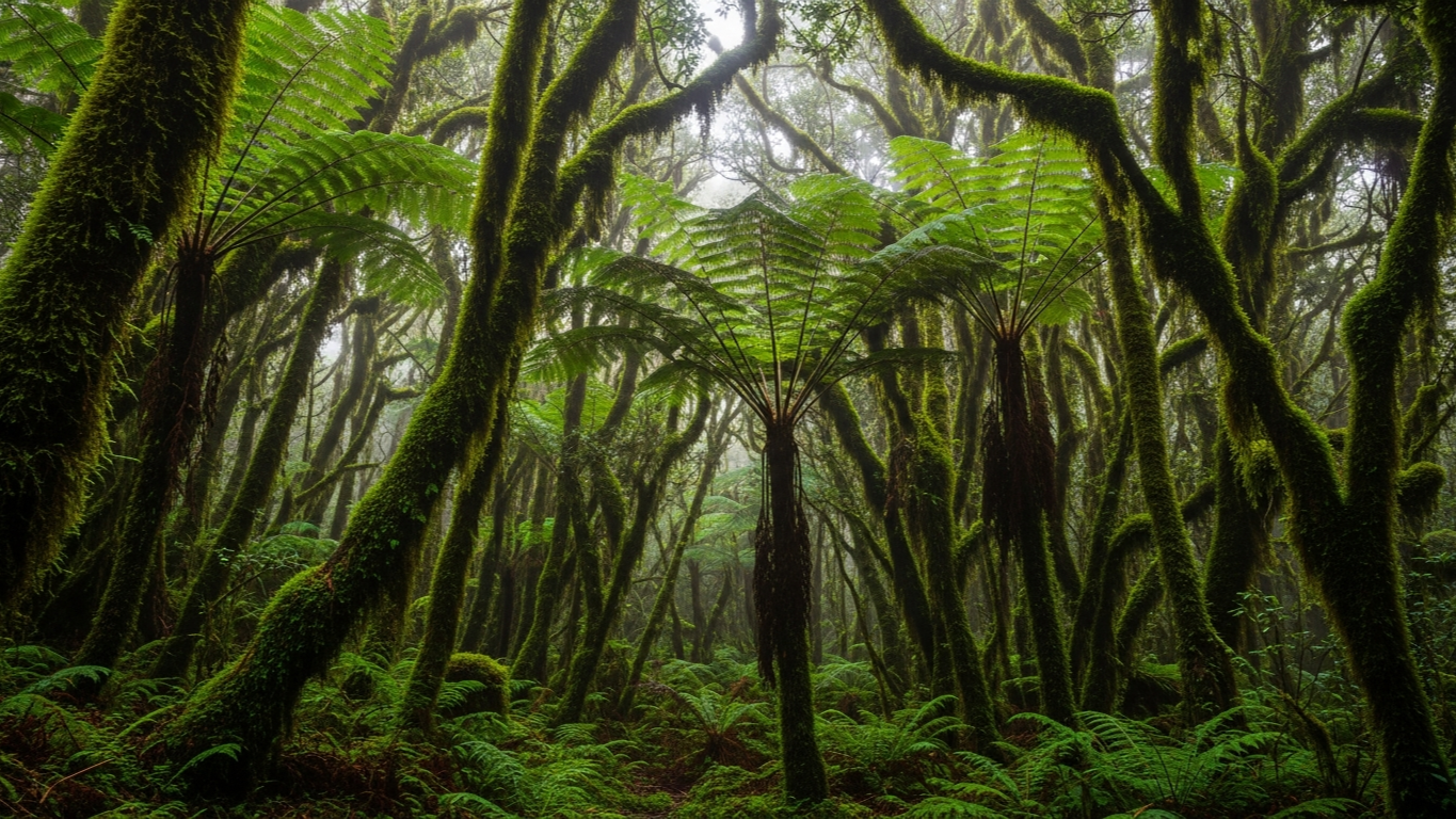 เฟิร์นยักษ์สายพันธุ์โบราณอายุหกล้านปีในป่า Laurisilva มรดกโลก UNESCO เกาะ Madeira