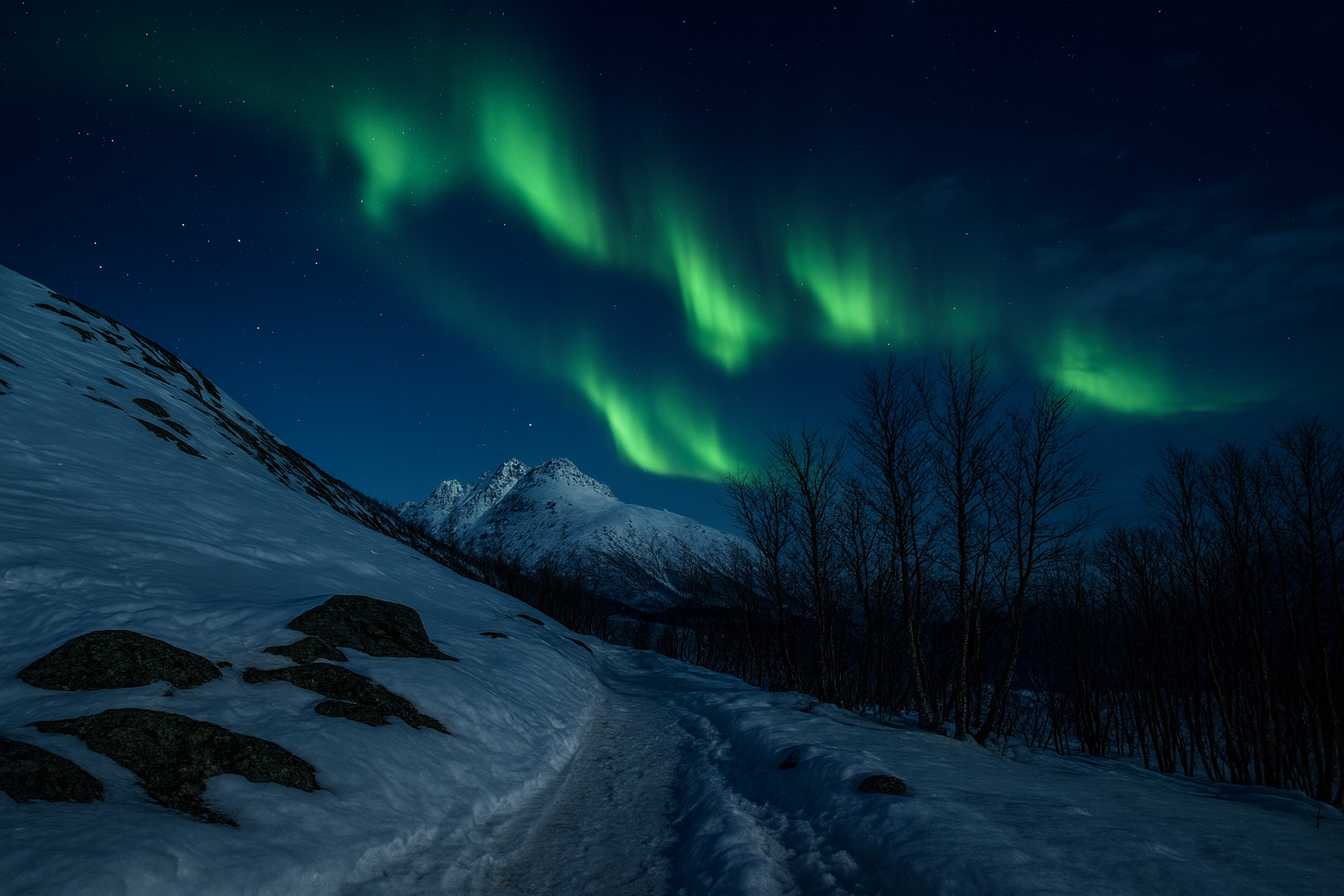แสงเหนือเหนือเมือง Tromsø นอร์เวย์