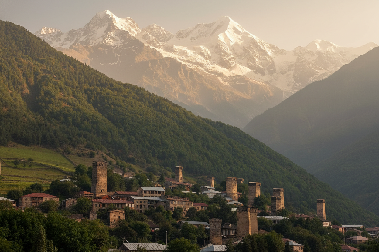 เมือง Mestia ใน Upper Svaneti