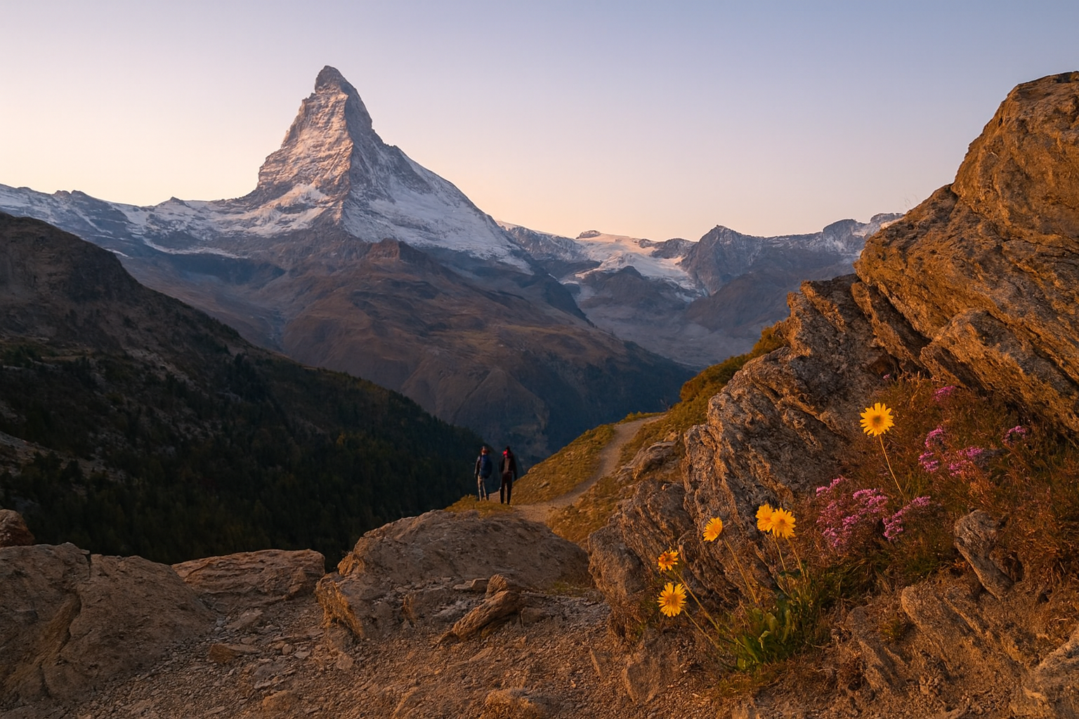 ยอดเขา Matterhorn เหนือหมู่บ้าน Zermatt