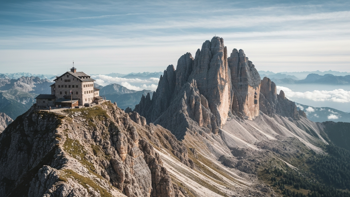 ภายใน Rifugio Nuvolau กระท่อมภูเขาเก่าแก่ที่สุดใน The Dolomites สร้างปี 1883 บนความสูง 2,575 เมตร
