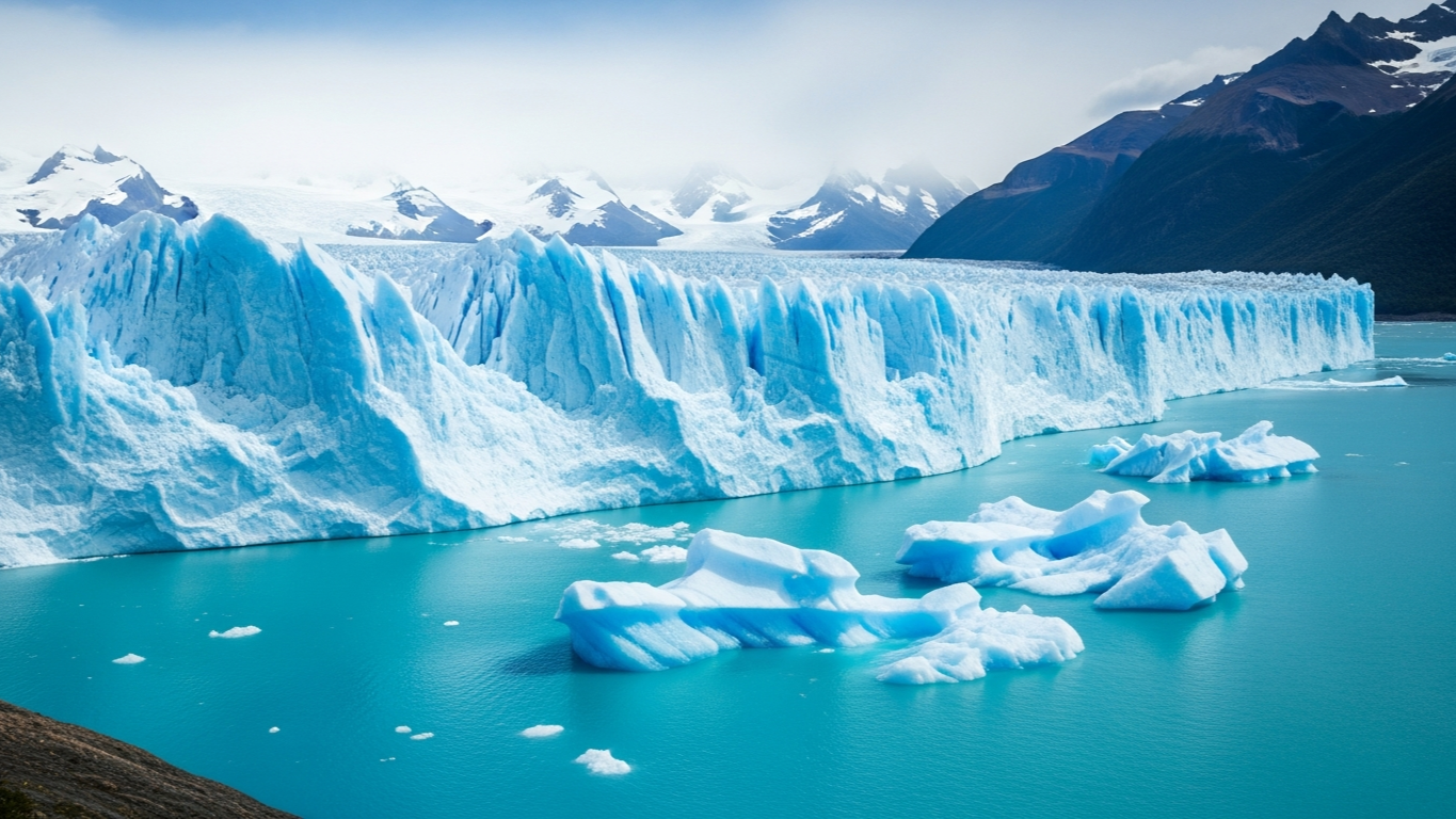 หน้าผาธารน้ำแข็ง Grey Glacier สูงเกือบ 30 เมตรเหนือทะเลสาบสีเขียวมรกต