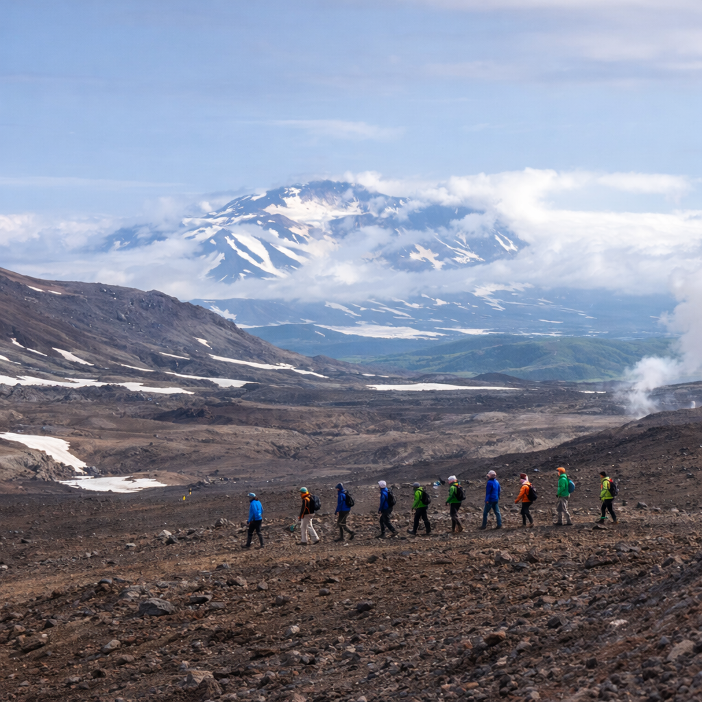 hiking Gorely Volcano